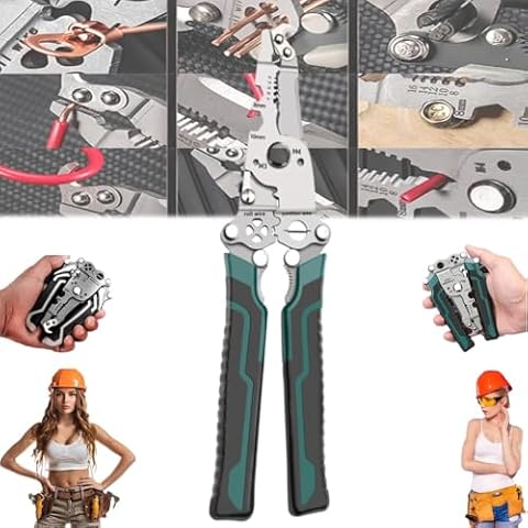 18-in-1 Multifunctional Folding Pliers, 2025 Upgraded Foldable Professional Wire Stripper, Quick Strip Wire Stripper, Cable Stripper for Cutting and Pulling Wires, Professional Electrician Tool(Green) Cover