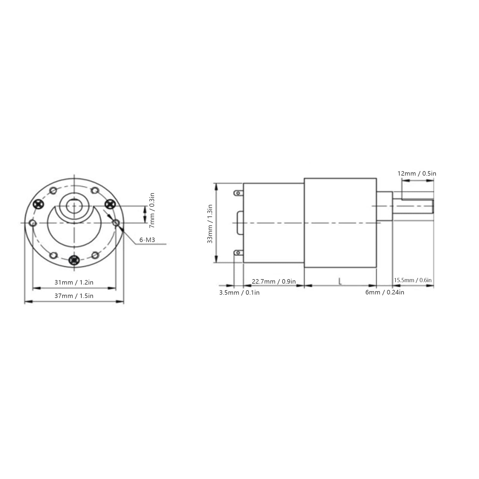 Motoriduttore DC 12V 66RPM con Albero 6mm, Motore in Filo di Rame Riduzione Velocità CW CCW per Ventole Elettriche JGB37-520