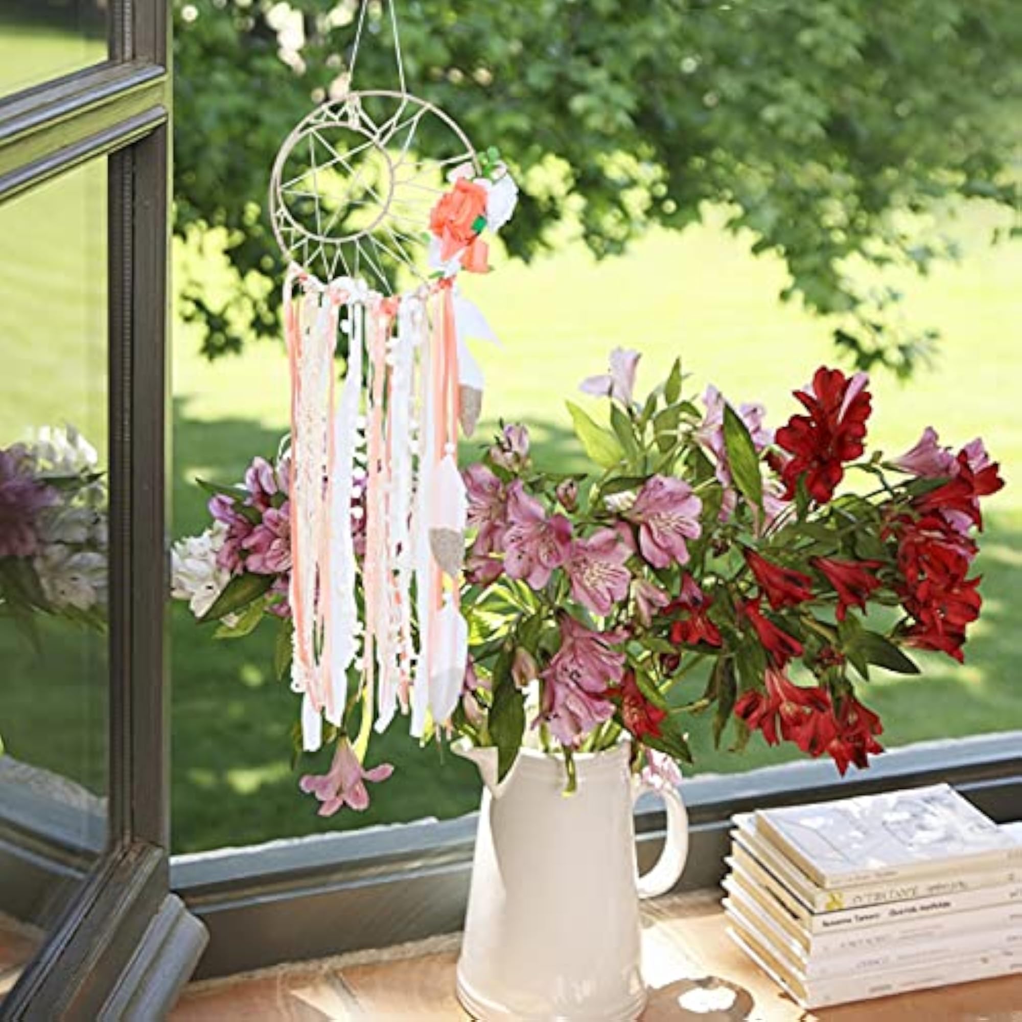 Handmade Boho Flower Macrame Dream Catcher Wall Hanging Decor