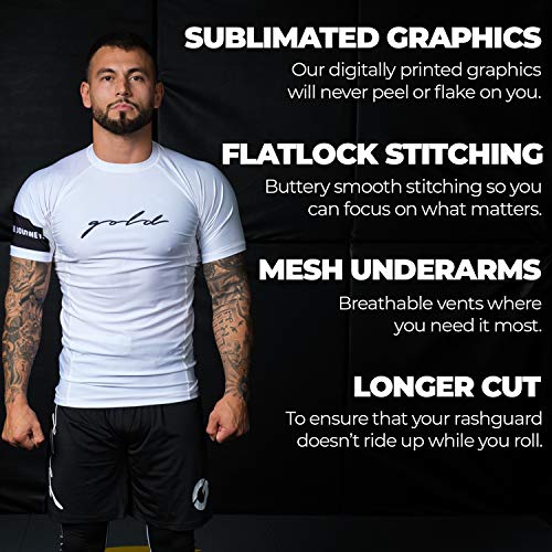 Gold BJJ Foundation Rash Guard - Ranked No-Gi and Gi Jiu Jitsu Rashguard3