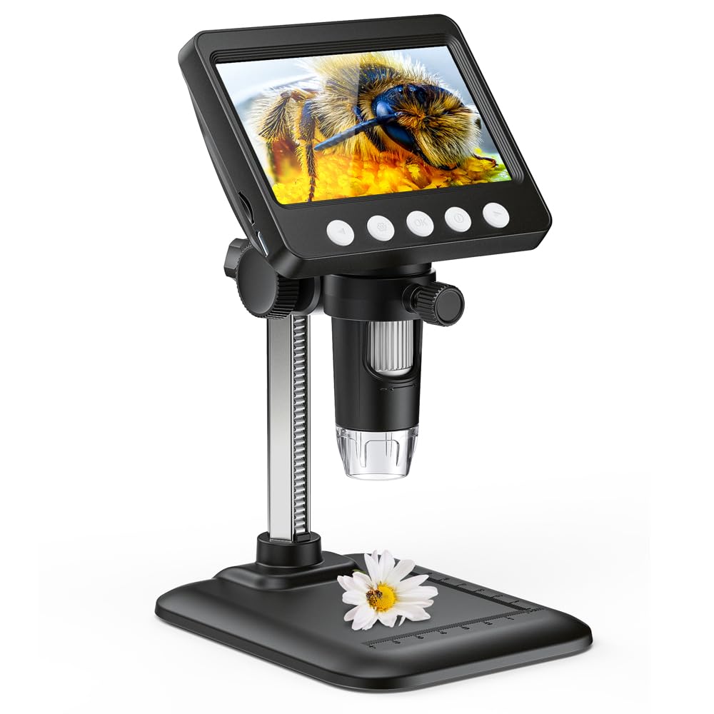 4.3" Digital Microscope for Adults, SKYEAR Coin Microscope1000X Magnification with 8 Ajustable LED Fill Lights, USB Microscope for Windows/MacOS, Coin Collection Supplies (376)