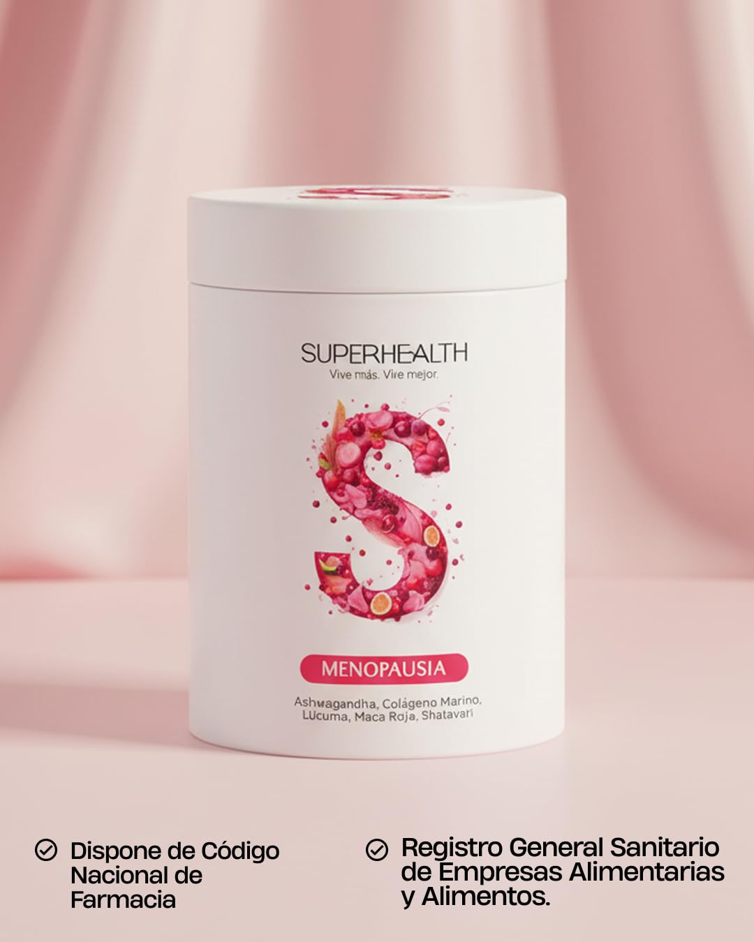 Menopausia SuperHealth (Para 30 dias) Suplemento Natural con Lúpulo, Salvia y Maca – Alivia Sofocos Menopausia y Sudores Nocturnos – Mejora el Sueño y la Energía – Sin Gluten, Vegano