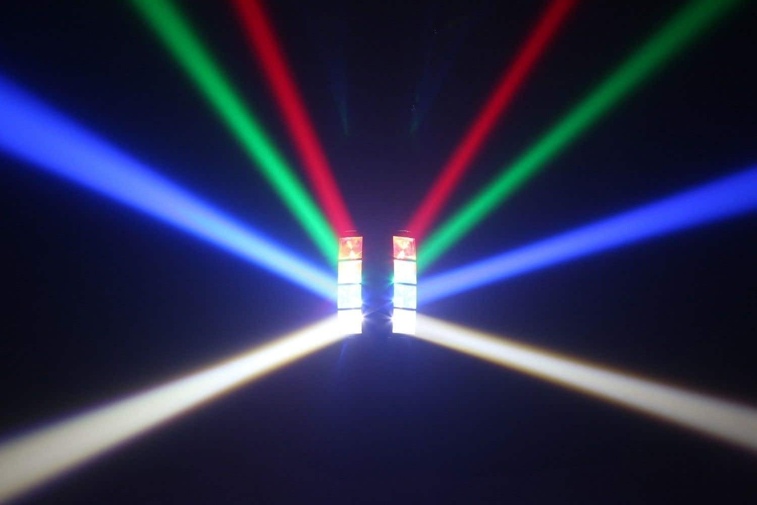 BeamZ MHL820 Double Helix RGB LED Lichteffekt 8x3 Watt, Moving Head Bühnenlicht, Disco DJ Licht, LED Lichteffekt, Mini Lichtanlage, Plug n Play, Discolicht Partylicht, Soundsteuerung - Schwarz