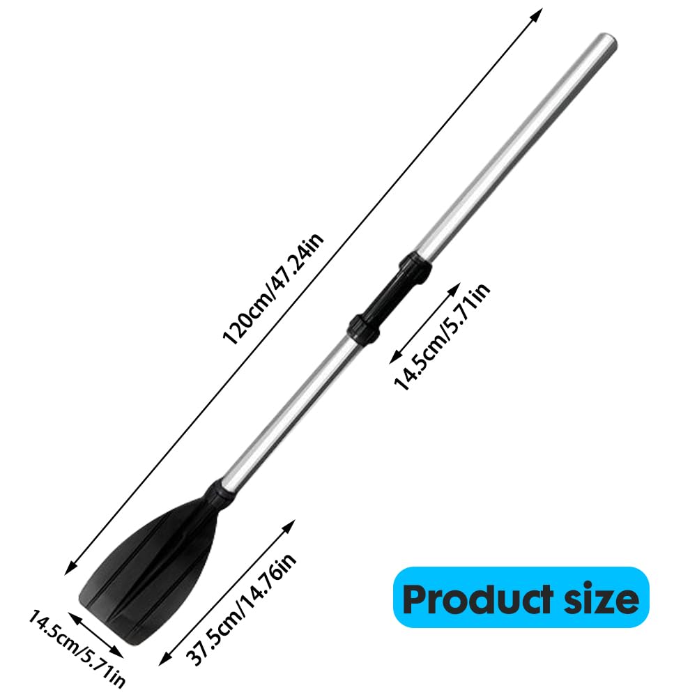 Kajak Padde, Kajakpaddel Aluminium, Verstellbare Teleskop Paddel, 120 cm Paddel Set für Kanufahren Kajkak Schlauchboot, Schwarz