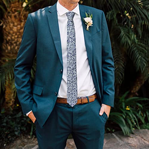 Image of Mantieqingway Floral Ties for Men Skinny Cotton Tie Flower Necktie
