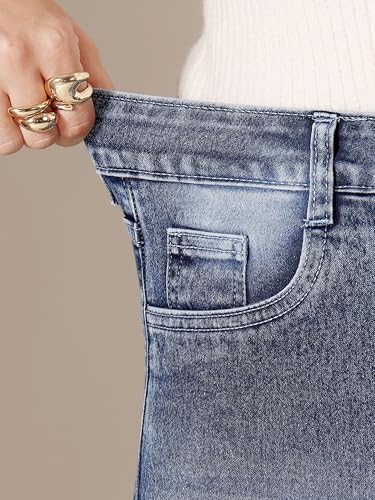 Image of Miss Chase A+ Women's Wide-Leg High-Rise Regular-Length Stretchable Shaping Denim Jeans
