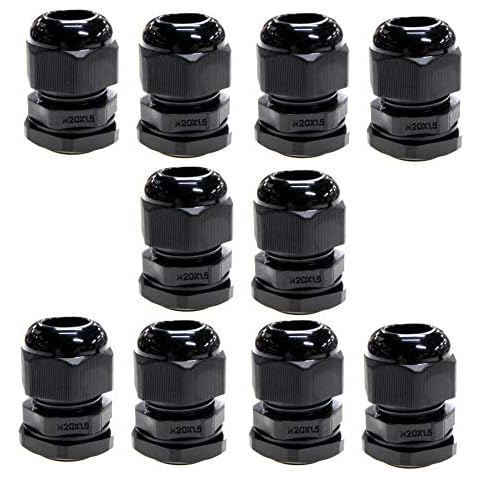 10 Pack Black M20 Compression Glands for Cables Cover