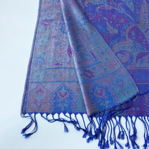 Paisley Jacquard Pashmina Rave Shawl Wraps Scarf for Women, Evening Wedding Festival Accessory with Fringe4