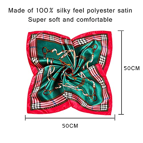 COOLANS 10 PCS Mixed Set Scarf 20 inch x 20 inch,Fashion Square Satin Neck Scarf Head scarf for Women Hair Scarf Bundle2