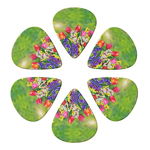 Spring Flowers Lot de 6 médiators pour guitare acoustique, guitare électrique, basse, ukulélé – fins, moyens et épais. - Les Beatles, Paul McCartney, John Lennon, RIngo Starr, George Harrison Spring Flowers Lot de 6 médiators pour guitare acoustique, guitare électrique, basse, ukulélé – fins, moyens et épais. – Image 5