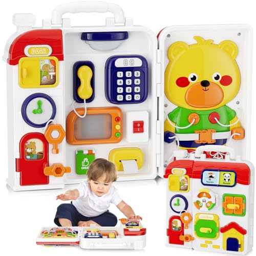 Image of MFEESYOB Montessori Toys for 1 Year Old Boy Girl, Musical Montessori Busy Board for 12-18 Month Age, Educational Montessori Toy for Toddlers 1-3, Birthday Gift for 1+ Year Old Boy Girl