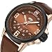 Tonnier Mens Watches Leather Band Calendar Casual Watches for Men, Coffee and Rose Gold