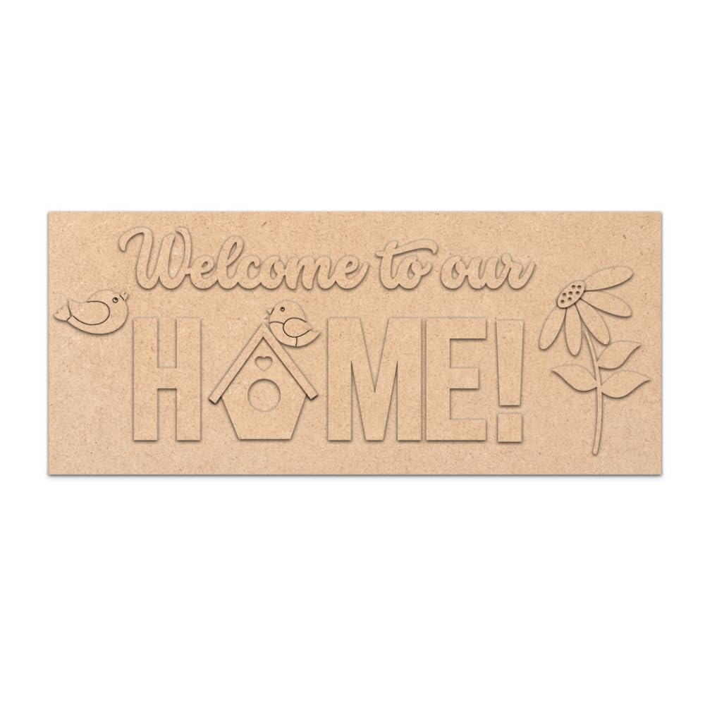 Welcome to Our Home MDF Wall Hanging Nameplate, DIY Paintable Cutout for Home Decor-picture-21