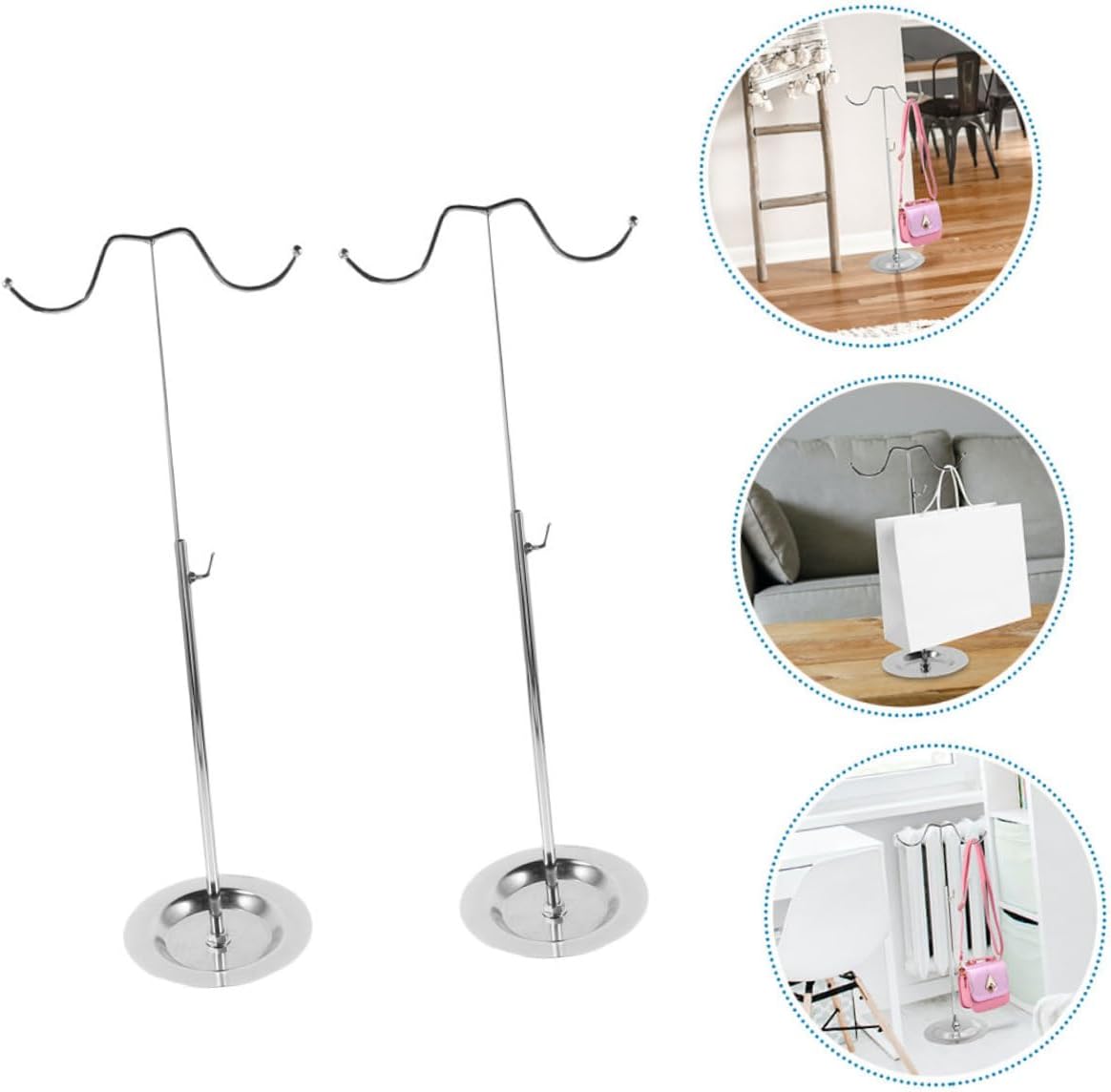 2pcs Adjustable Purse Display Stand Handbag Hook Holder for Desktop Metal Bag Rack Convenient Handbag Organizer for Home Retail Use