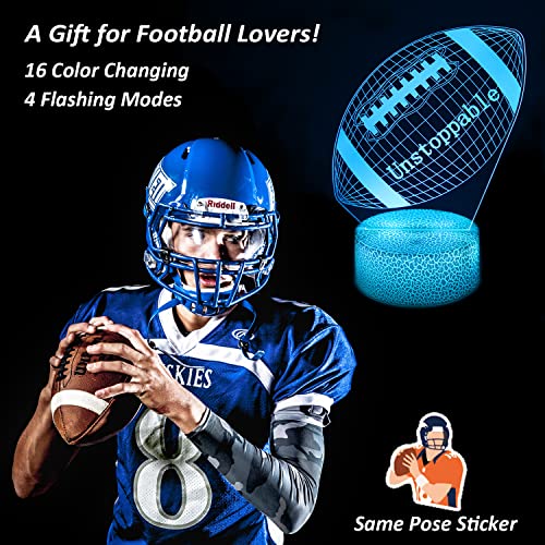 Pefek Football Gifts (Night Light & 50 Stickers) 3D Led Illusion Lamp,16 Color Dimmable Kids' Room Home Decor Table Lamp,Birthday Holiday Christmas Gift For Children Boys Girls Baby & Football Lovers #TOP6