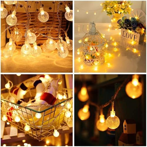 Image of Kyraton 20 LED Solar Globe String Lights - Waterproof Outdoor Fairy Lights with 8 Modes | Warm White Decorative Lights for Garden, Patio, Balcony & Festive Decor