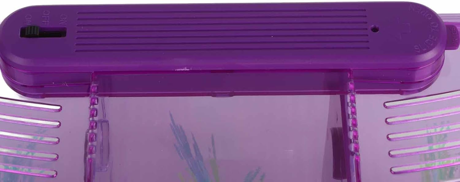 Aquarium Fish Tank, Aquarium Isolation Box, Acrylic Breeding Hatchery, LED Acrylic Three Divisions Breeding Isolation Box for Small Fishes (Purple)