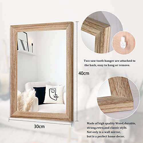 AAZZKANG Rustic Mirrors for Wall Rectangle Wood Frame Mirror Farmhouse Bedroom Bathroom Decorative Mirror - Image 2
