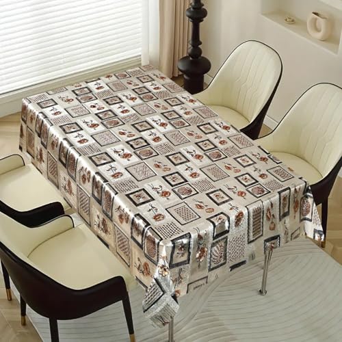 Image of Dakshya Industries PVC Waterproof Withoutlace Dining Table Cover (Size - 54X78 Inch) Rectangle 6 Seater Heat Rasistant, Gold Box