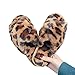 Porfeet Frauen Hausschuhe, Frauen Leopard Cross Band Weiche Plüsch Flauschige Hausschuhe Open Toe Warme Schlafzimmerschuhe Braun 36
