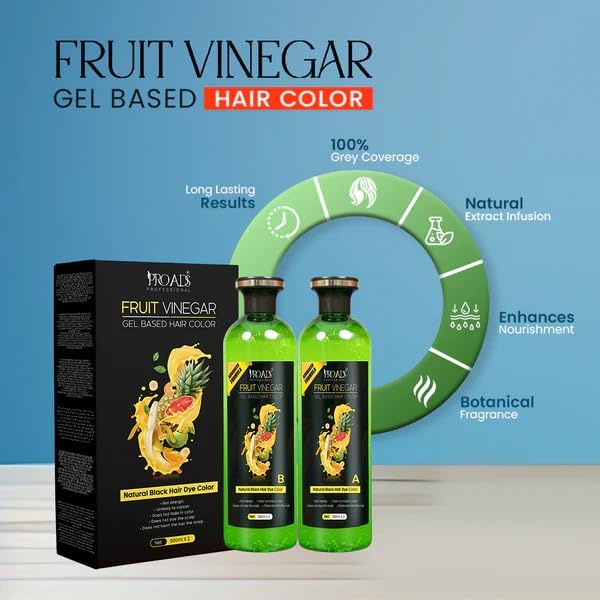 PRu. ADS Fruit Vinegar Hair Gel Color/Black color. (2 * 500 ml)