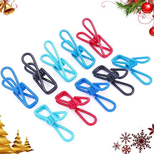 Findfly 50pcs Multi-purpose Windproof Clothespin Wire Clips Clothes Pins for Clothesline Utility, Picture, Notes, Decoration, Poster - 5 Colors