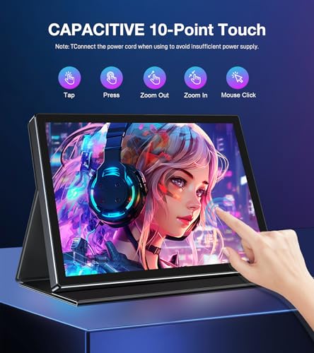 Image of 10.1 Inch FHD 1920x1200 Portable Monitor with IPS Screen Full-Featured USB-C Connection Ultra-Thin Design Compatible with Laptop, PC, Mac, Phone, PS5 with Premium Smart Case 16:10 Travel