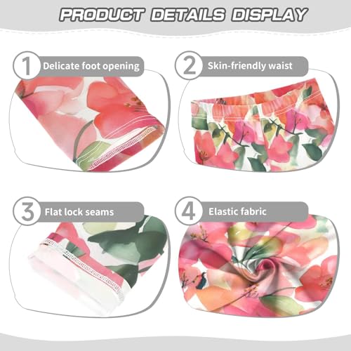 ALAZA Girls' Leggings Children's Yoga Pants Skinny Printed Dance Orange Bougainvillea Flowers Comfortable 4T2