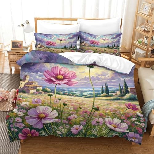 Housse de couette cosmos 3D microfibre抗 allergie lit double 200x200 fermeture éclair cachée