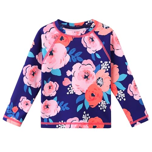 Image of XFGIRLS Girls 2-Piece Swimsuit Long Sleeve Rash Guard Set Toddler 6M-8Y | UPF 50+ blocks 98% UV, Quick-dry, Easy on /off, Bright colors stand out, Machine wash, Breathable, Beach, swim, water park