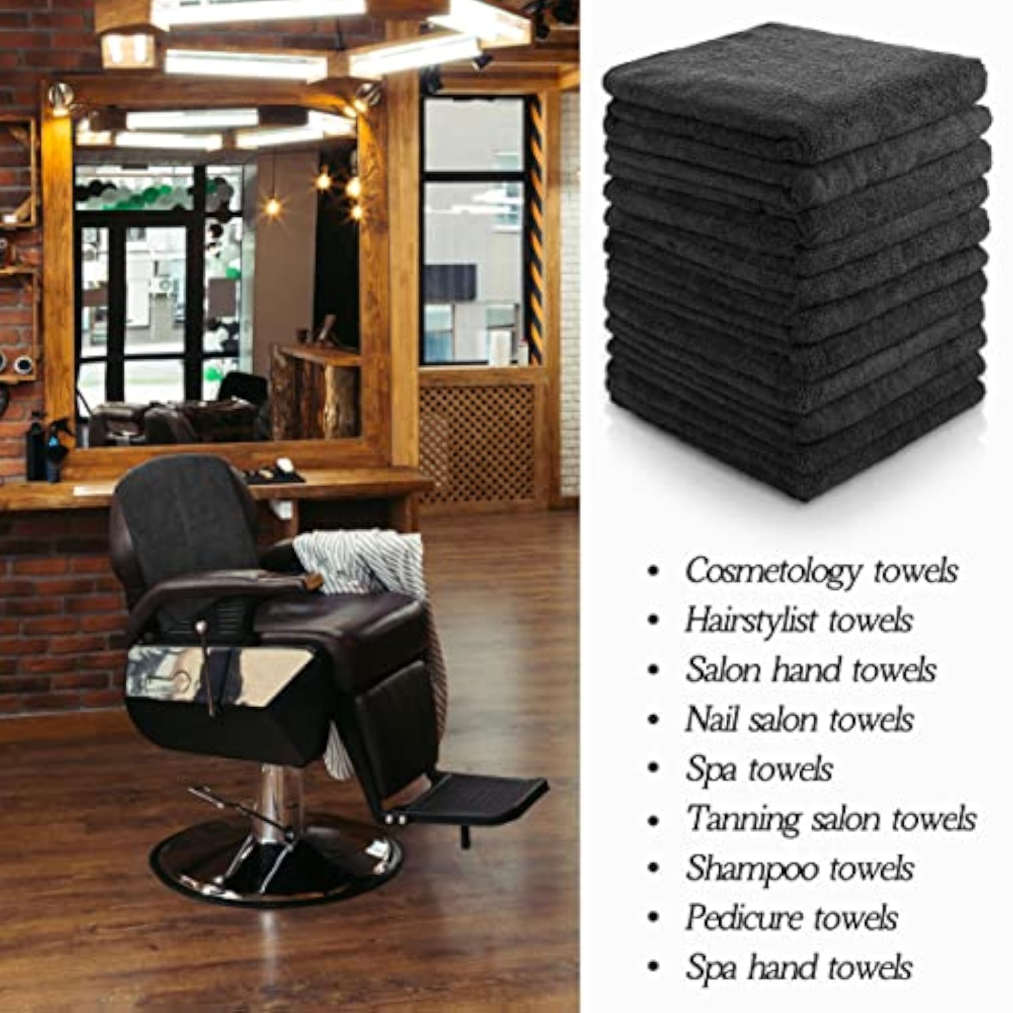 26 Pack Black Microfiber Hair Drying Towels, Bleach Proof
