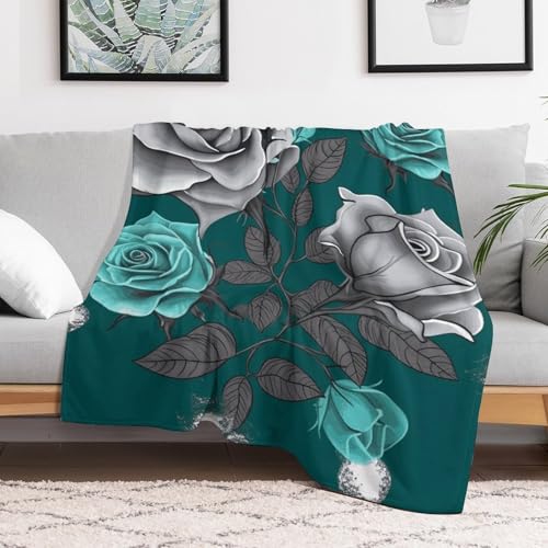 Couverture flanelle rose bleu sarcelle 101x152 cm pour lit