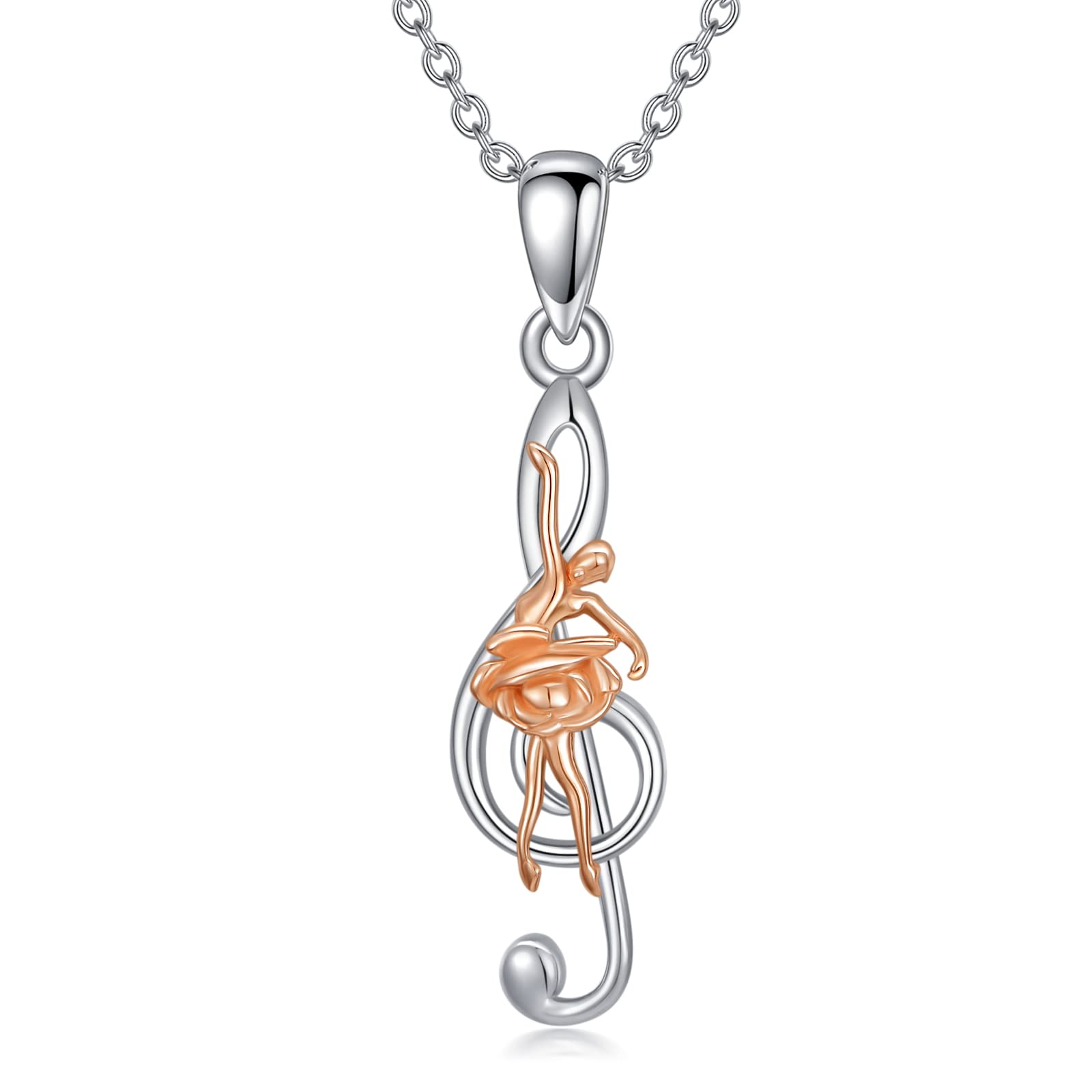 Collier Ballerine Argent Sterling 925 - Pendentif Ballerine Et Lune, 45+5cm