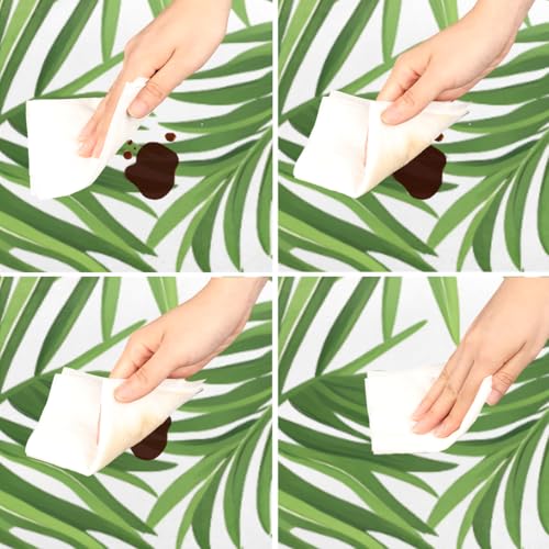 Pardick Summer Leaves Round Fitted Tablecloth with Elastic Edge 45"-56" Fitted Table Cloth for Round Table Circular Table Cover Waterproof Wipeable Round Elastic Table Cloth by Pardick - Used condition - Image 3