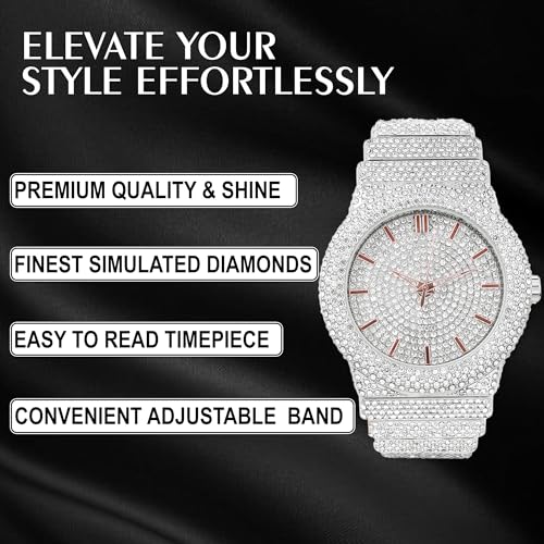 Image of ICE STAR Men's Fully Iced Diamond Watch, 46mm Case