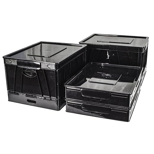 Storex Collapsible Crate with Lid, 17.25 x 14.25 x 10.5 Inches, Black, Case of 4 (STX61809U04C)