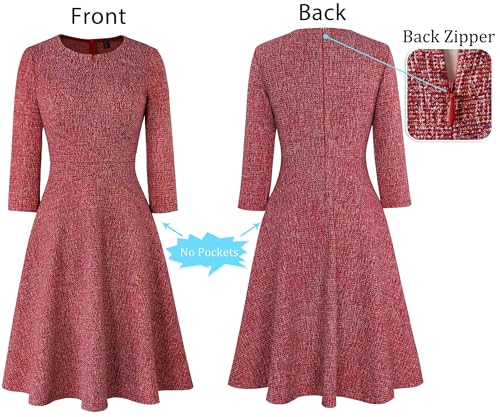 Image of VFSHOW Womens Work Business Office Front Zipper Slim Church A-Line Dress