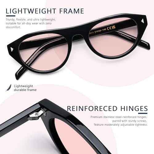 Image of Fluorescent-41 Pink Tinted Blue Light Blocking Glasses for Migraine, Light Sensitivity, Photophobia JF5002