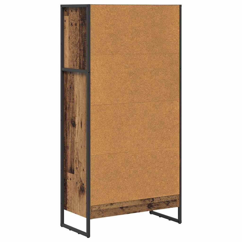Regał na książki o wyglądzie starego drewna, 80 x 30 x 155 cm, materiał drewnopochodny, przemysłowy regał stojący z 3 półkami, wytrzymały regał na książki do salonu, sypialni, biura