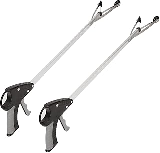 Vive Suction Cup Grabber Reacher 32" (2 Pack) - Elderly Grab It Reaching Pickup Tool Heavy Duty for Seniors - Trash, Sticks, Litter Picker Upper - Extra Long Reach Handle & Handy Extension Arm Claw