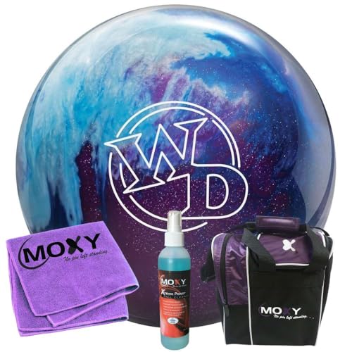 Bowlerstore Products Columbia 300 White Dot Peek-A-Boo Berry Bowling Ball | Moxy Strike Purple Bowling Bag | Moxy Purple Micro Fiber Towel | Moxy Xtreme Power Cleaner Package 16lbs