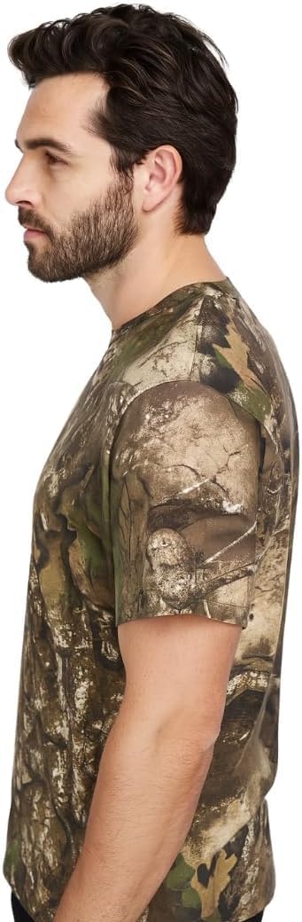 Authentic Realtree APX Camouflage Short Sleeve Crewneck Cotton Blend Tee – Bulk Bundle Pack of 5 Unisex Adult Hunting Shirts