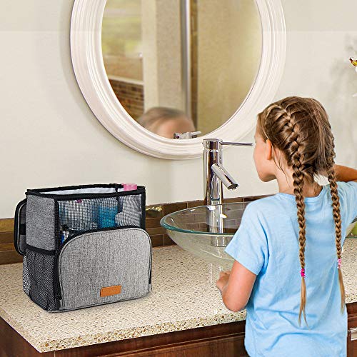 Hiverst Hanging Toiletry Bag, Shower Caddy Tote Bag (Updated Version, Full Size Bottle Compatible), Bath Organizer For College Dorms, Gym, Camp, Women Men, With Funny Luggage Tag #TOP5