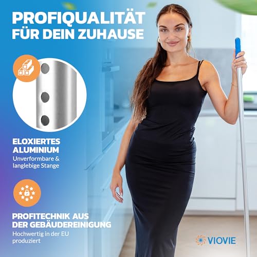 VIOVIE Premium WISCHER Set 50CM | Baumwoll-Wischmopp | 140 cm Alustiel | Magnethalter mit 1 klick System für einfaches Wechseln | Ergonomisch, rückenschonend & langlebig | Für alle Böden geeignet – Bild 4