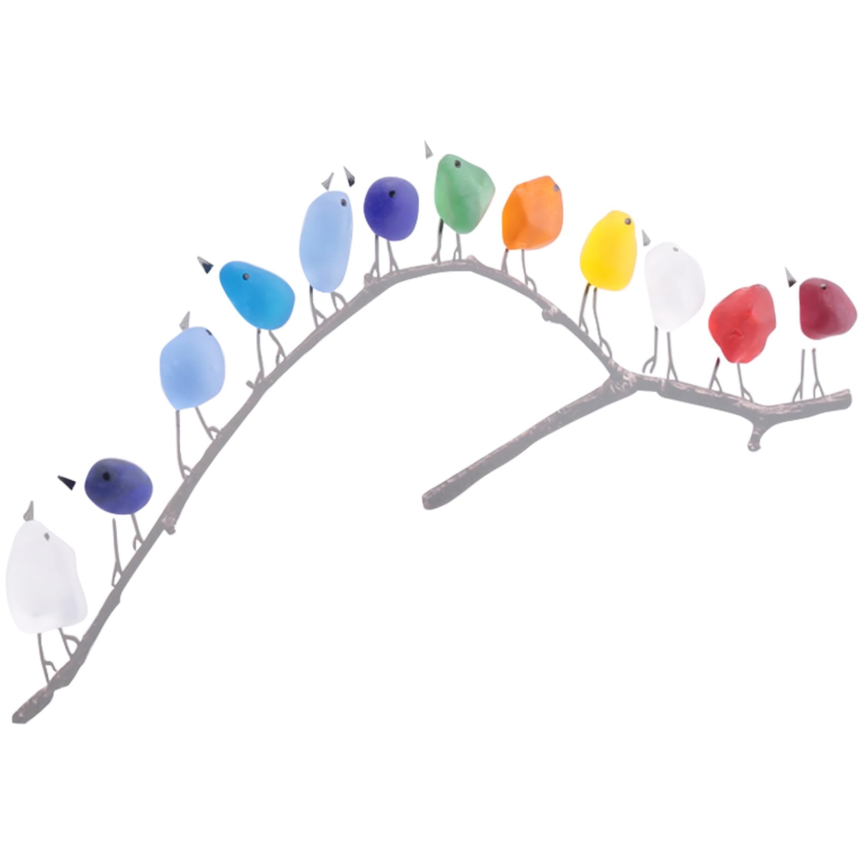 Kahdsvby Sea Glass Rainbow Bird Durable Wood Made Wall Art Decor Unique Sea Glass Birds Wall Art Stylish Eye Catching B