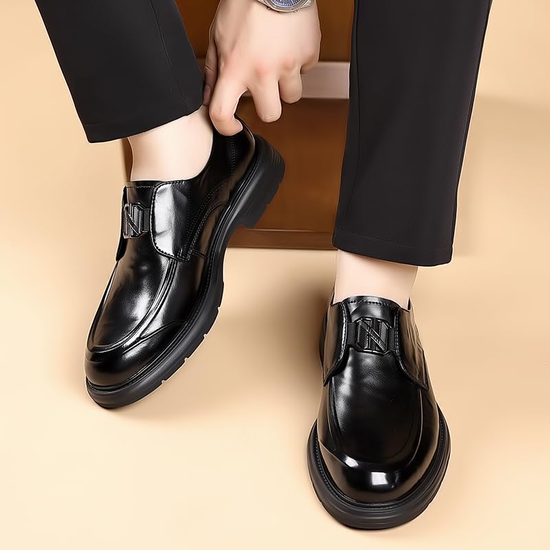 Fashion Gentleman Casual Leather Shoes Business British Work Shoes Fashion Metal Decoration Business Loafers Casual Formal Driving Shoes4