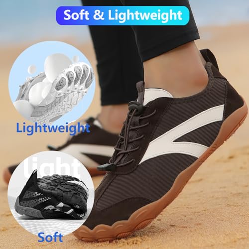 Image of Beach Water Shoes for Women Men Quick Dry Non-Slip Wide Toe Hike Barefoot Footwear for Beach Pool Aqua Swim Surf Walk