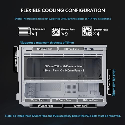 Image of Lian Li B4-mATX 21.3L PC Case, 358mm GPU, 360 AIO, 2 Slim Fans, White Wood | 2 Pre-Installed 120mm Slim Top Fans, Supports 360mm AIO, 140mm ATX PSU, Horizontal /Vertical Setup, Small Form Factor (B4W-WD)