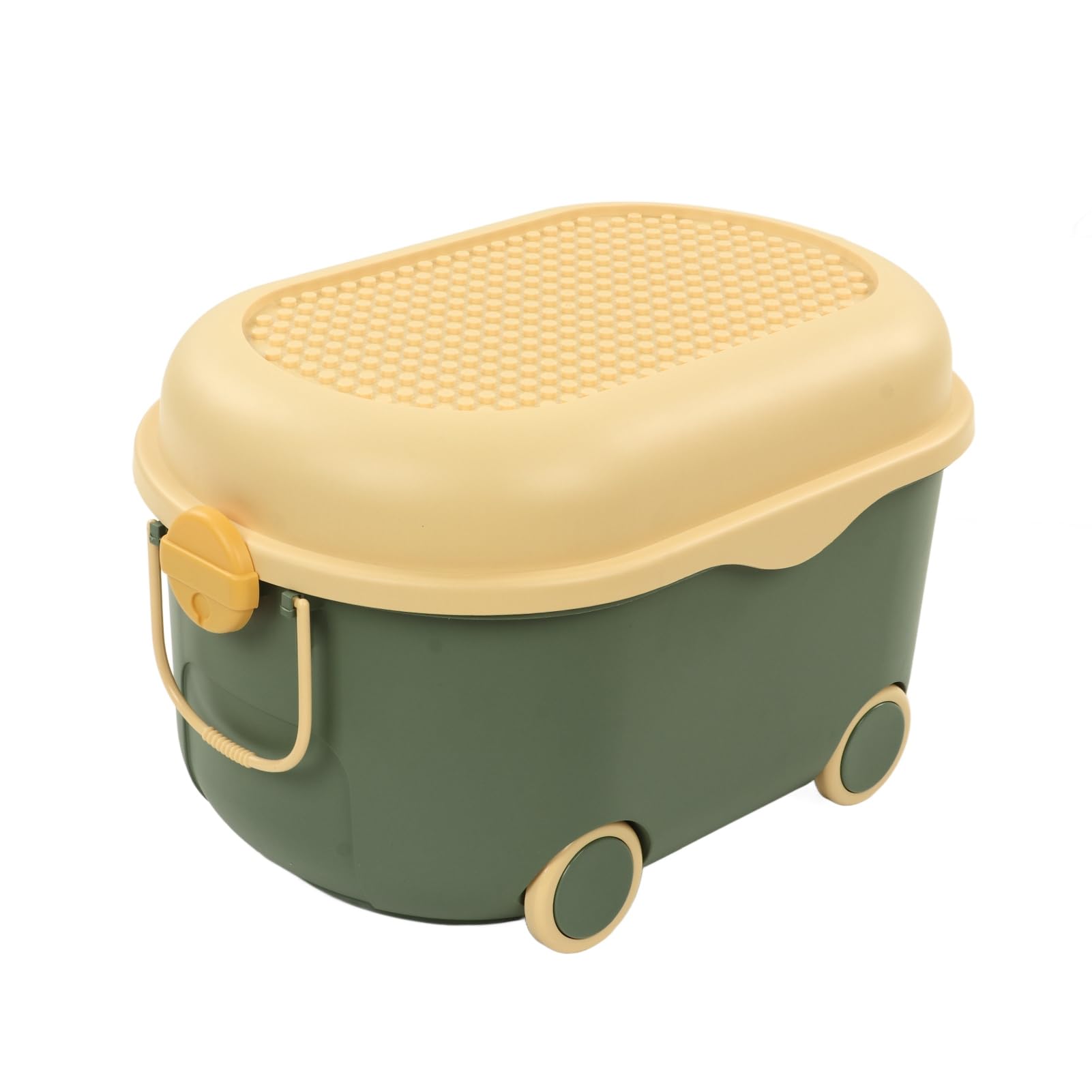 Aramox Scatola Portaoggetti per Giocattoli, Simpatico Organizer in Plastica per Bambini con Copertina a Forma di Anatra con Ruote, Grande capacità per Giocattoli e Vestiti (verde (grande))