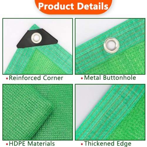 Filet de protection solaire durable anti-UV vert avec œillets